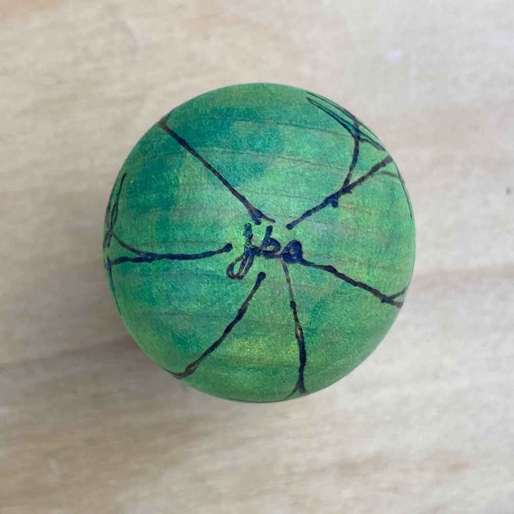 Green Floral- Original Wooden Egg- Woodburned with Watercolor - Image 6