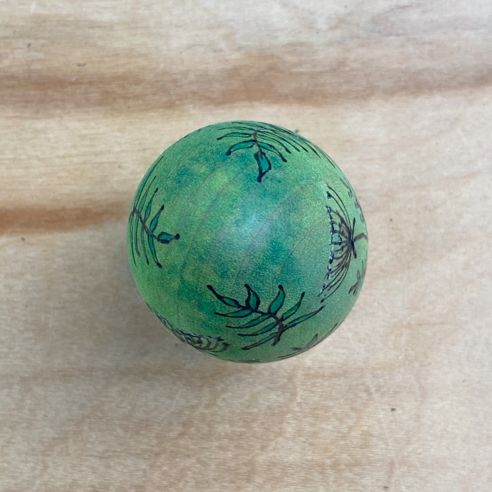 Green Floral- Original Wooden Egg- Woodburned with Watercolor - Image 5